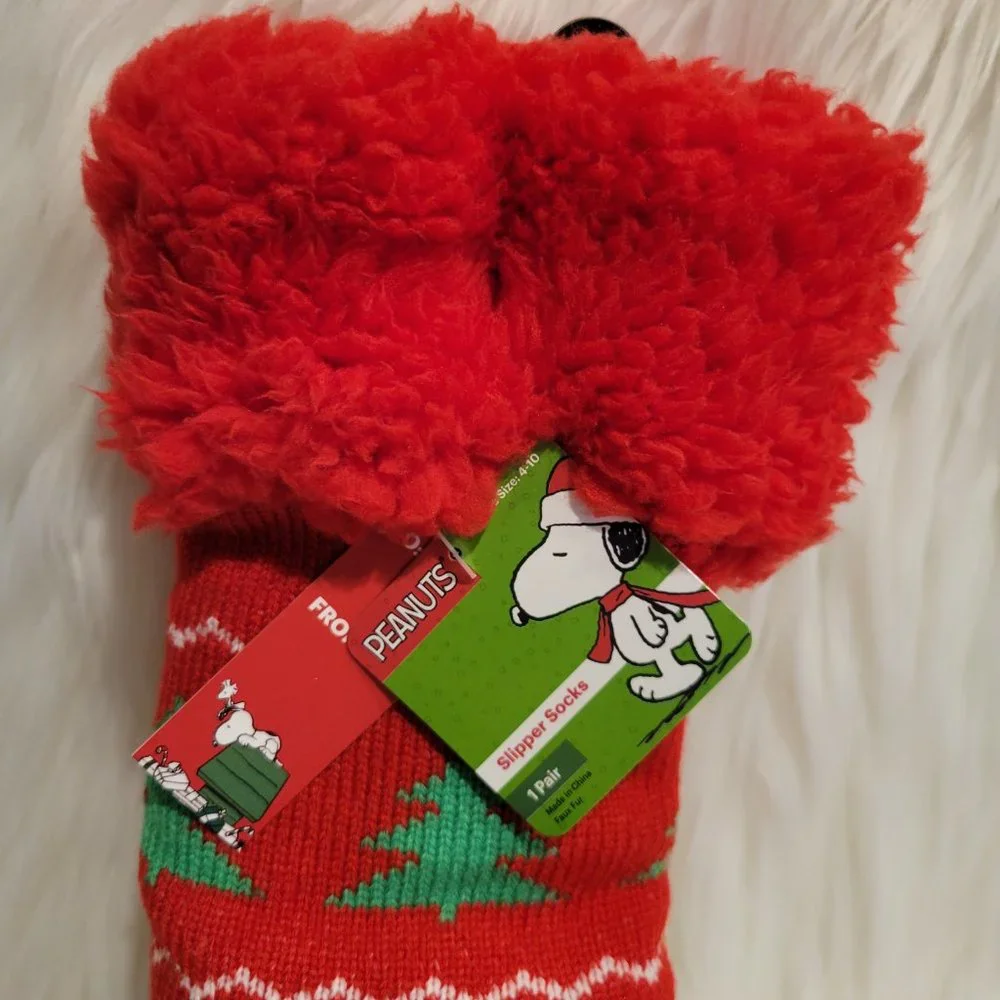 Peanuts Snoopy & Woodstock Christmas Slipper Socks